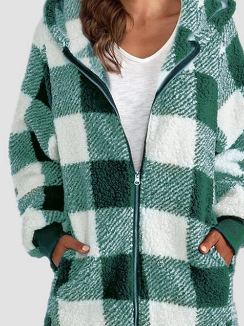 plaid hoodie jacket