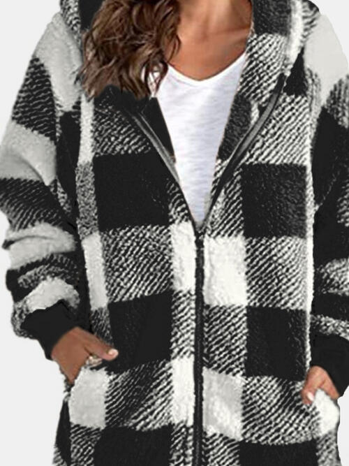 plaid hoodie jacket