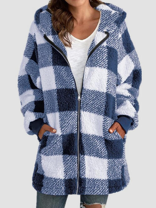 plaid hoodie jacket