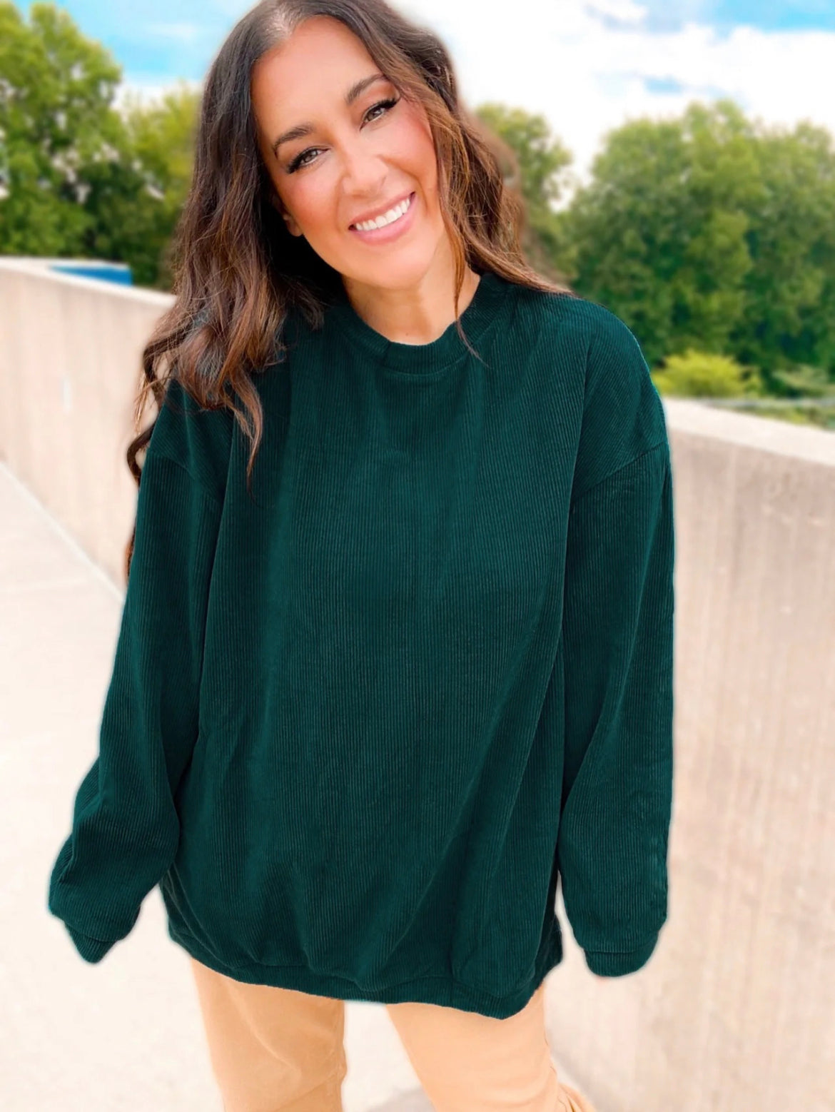 green crew neck sweater 