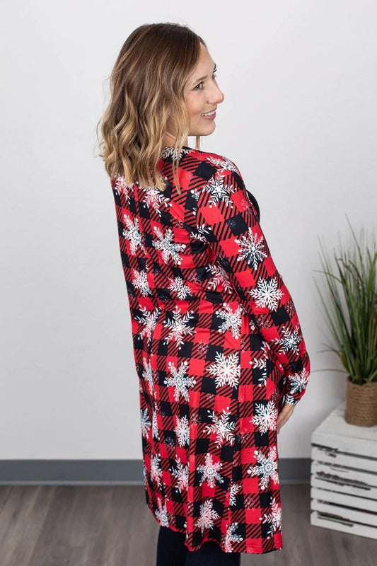 Snowflake Plaid Cardigan