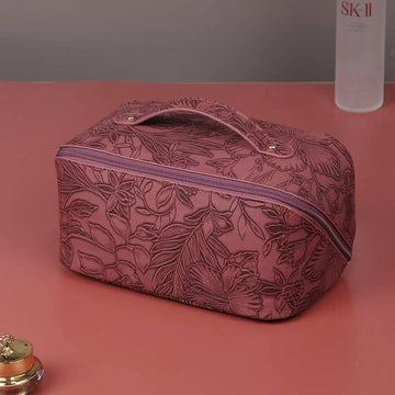 Tooled Hibiscus PU Leather Make Up Bags