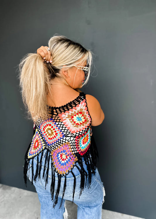 Gypsy Summer Crochet Top - 2 colors WHITE or BLACK
