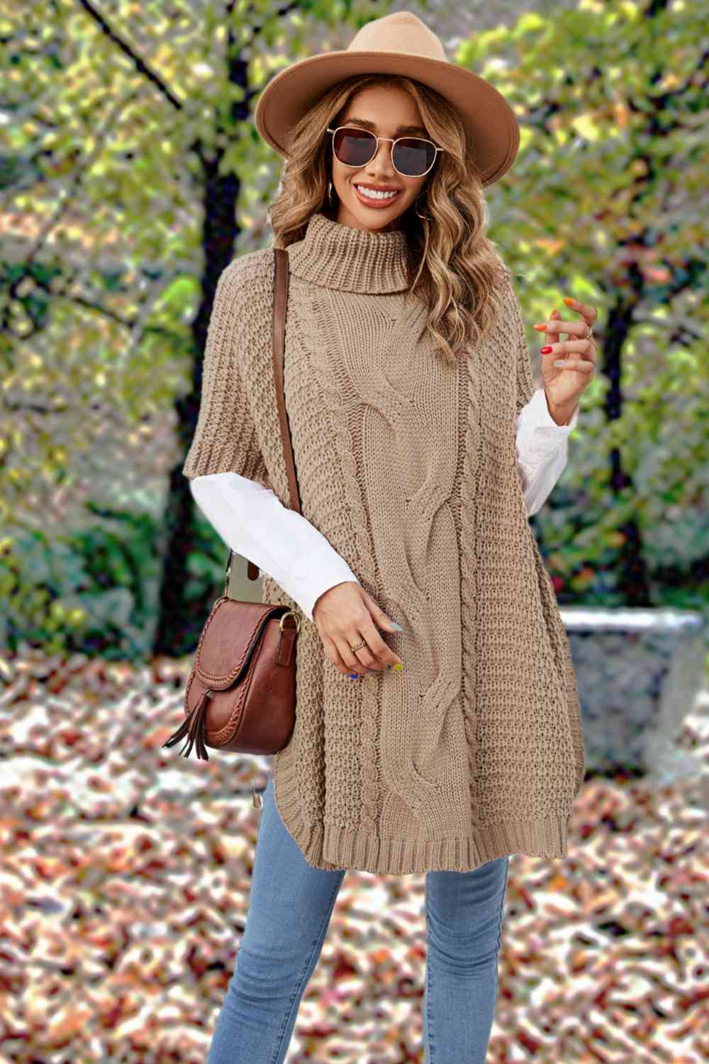 Turtleneck Slit Short Sleeve Sweater - 3 Colors