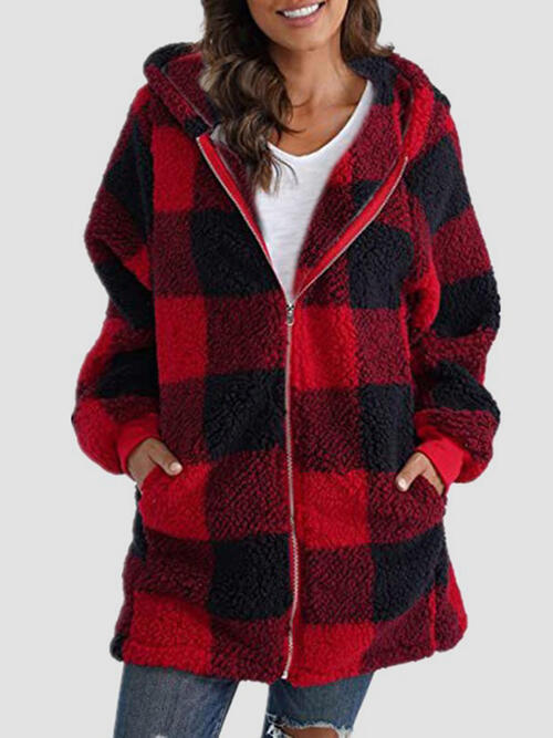 plaid hoodie jacket