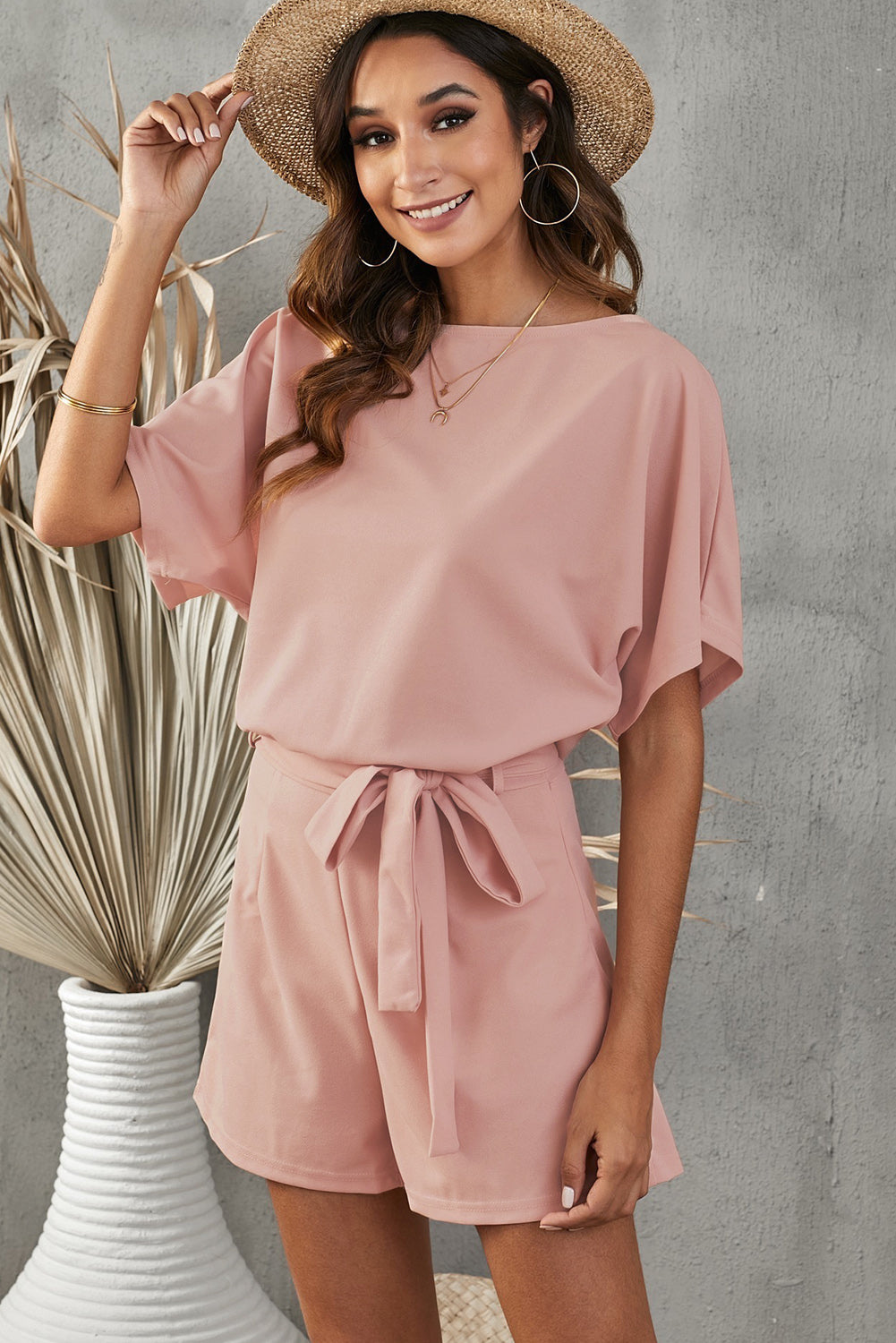 Tie Belt Short Sleeve Romper - Shop women apparel, Jewelry, bath & beauty products online - Arwen's Boutique