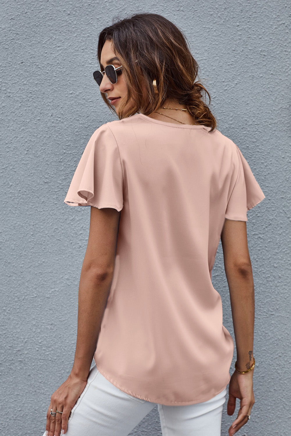 V-Neck Flutter Sleeve Blouse - Shop women apparel, Jewelry, bath & beauty products online - Arwen's Boutique