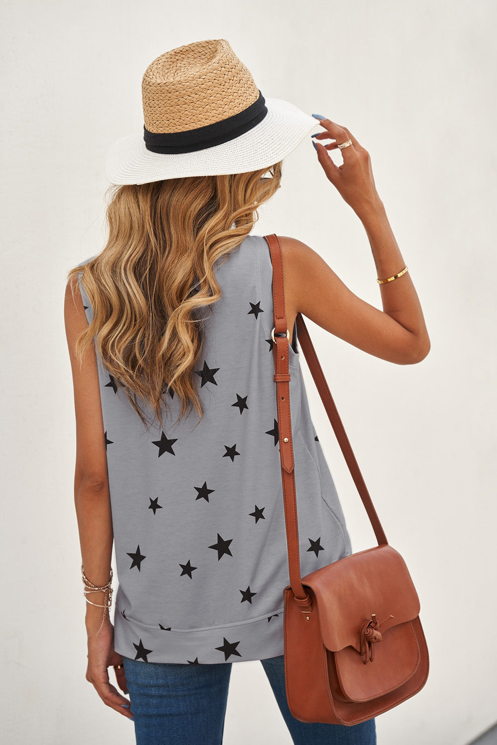 Star Print Tank with Slits - Shop women apparel, Jewelry, bath & beauty products online - Arwen's Boutique