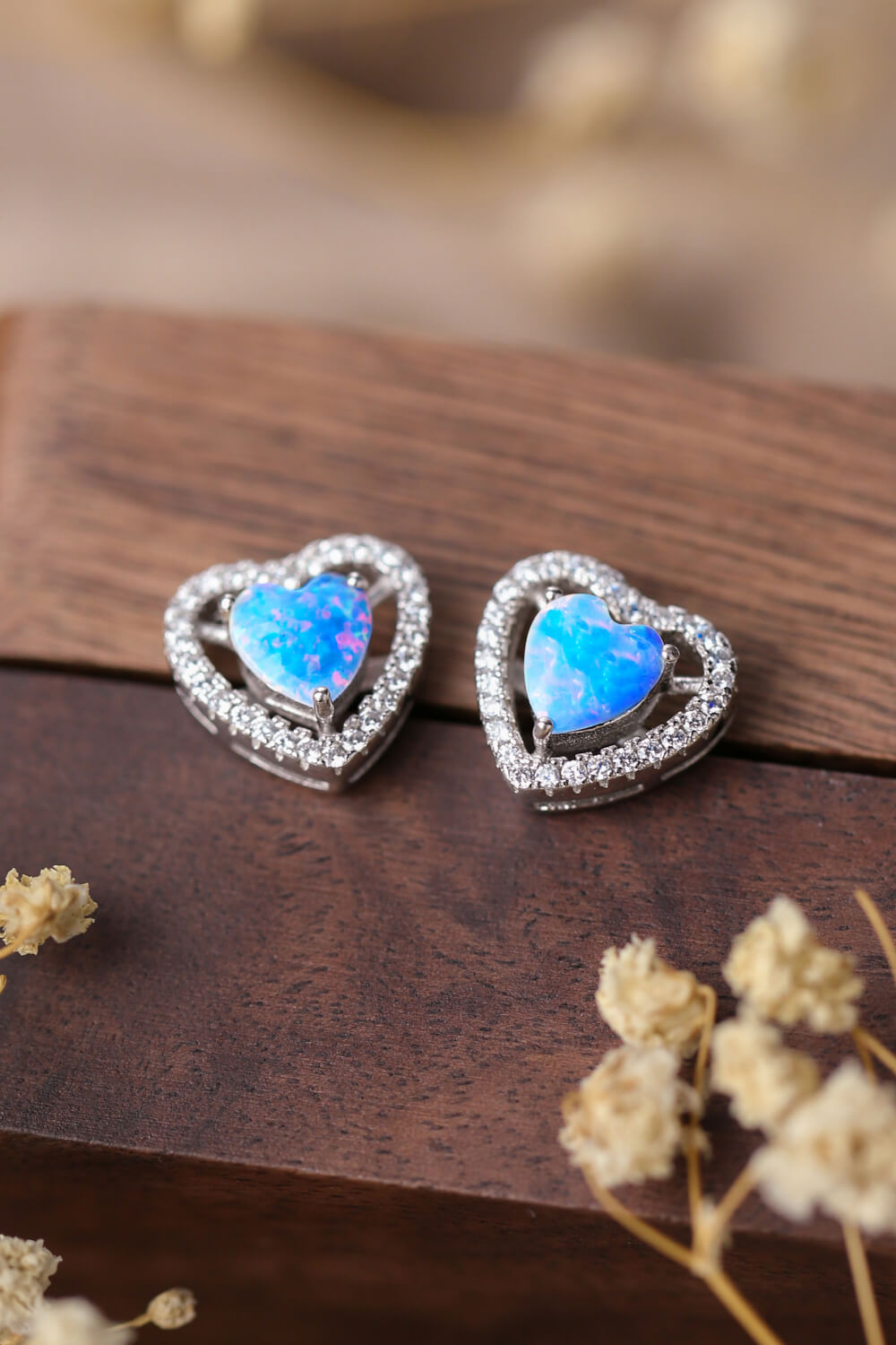 925 Sterling Silver Opal Heart Stud Earrings - Shop women apparel, Jewelry, bath & beauty products online - Arwen's Boutique