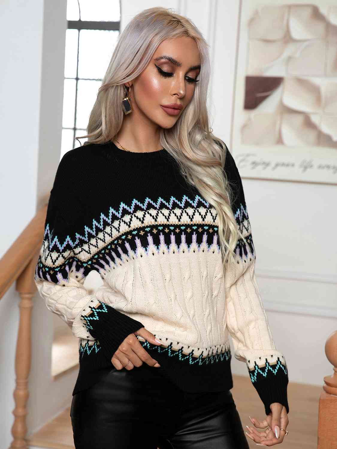 long cable knit sweater