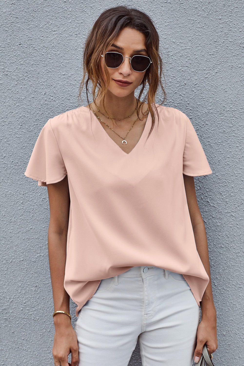 V-Neck Flutter Sleeve Blouse - Shop women apparel, Jewelry, bath & beauty products online - Arwen's Boutique