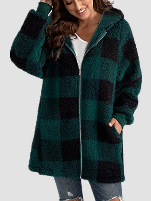 plaid hoodie jacket