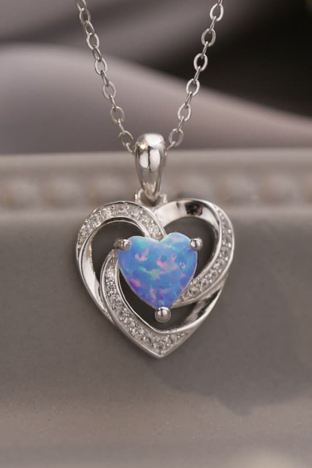 Opal Heart Pendant Necklace - Shop women apparel, Jewelry, bath & beauty products online - Arwen's Boutique