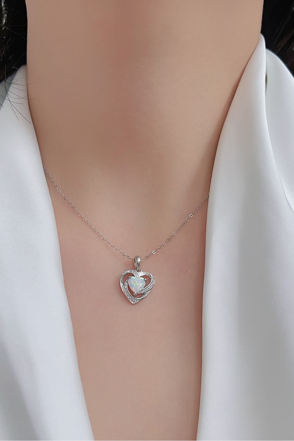 Opal Heart Pendant Necklace - Shop women apparel, Jewelry, bath & beauty products online - Arwen's Boutique