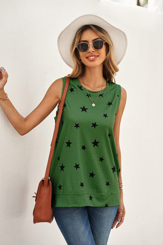 Star Print Tank with Slits - Shop women apparel, Jewelry, bath & beauty products online - Arwen's Boutique