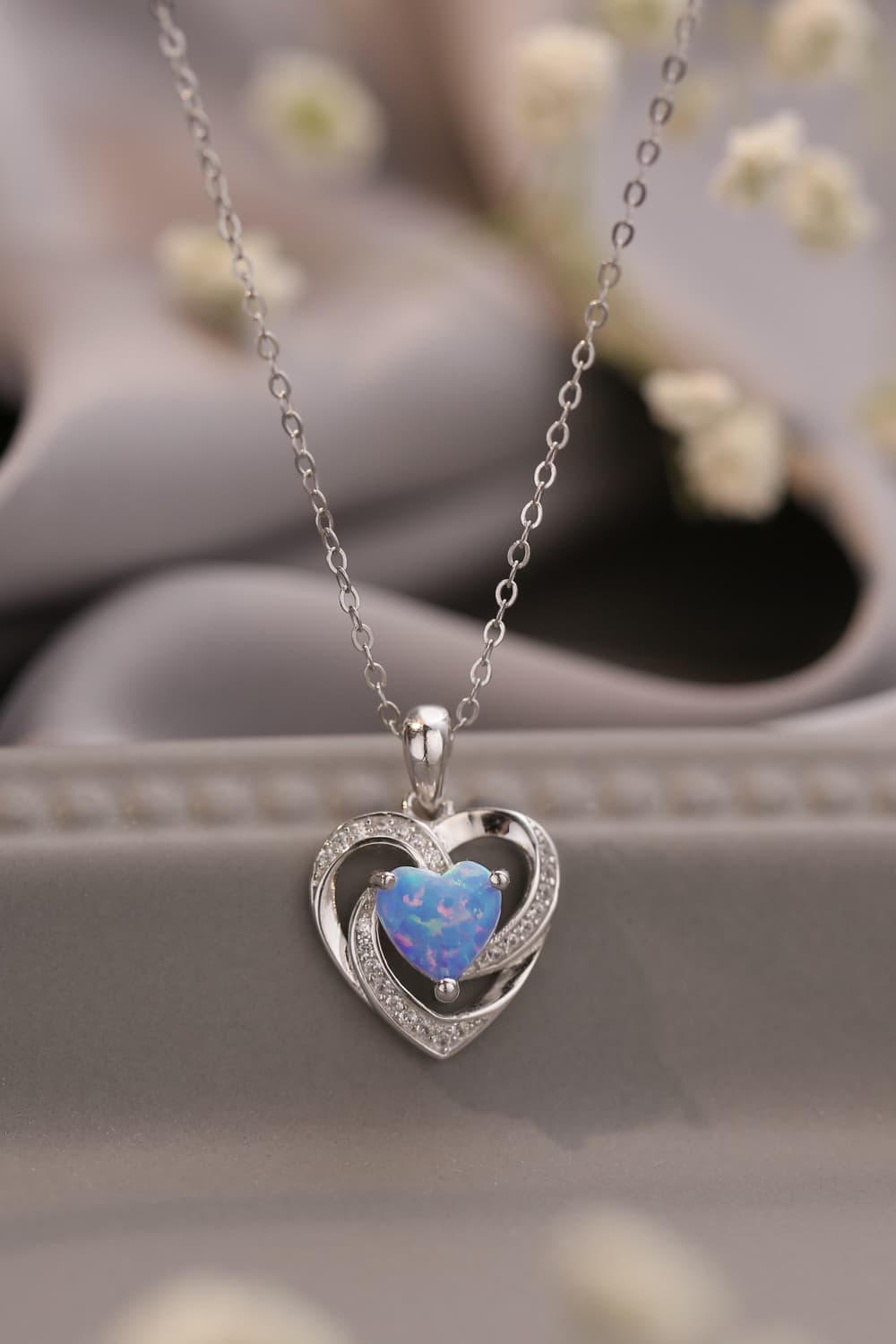 Opal Heart Pendant Necklace - Shop women apparel, Jewelry, bath & beauty products online - Arwen's Boutique