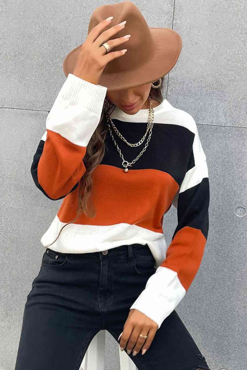 color block sweater