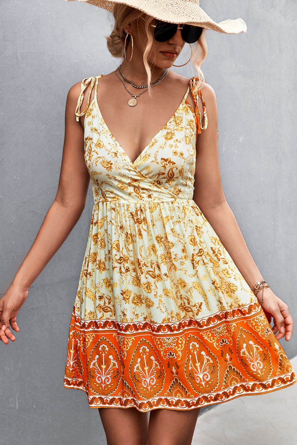 Bohemian Tie Shoulder Surplice Backless Dress - Shop women apparel, Jewelry, bath & beauty products online - Arwen's Boutique