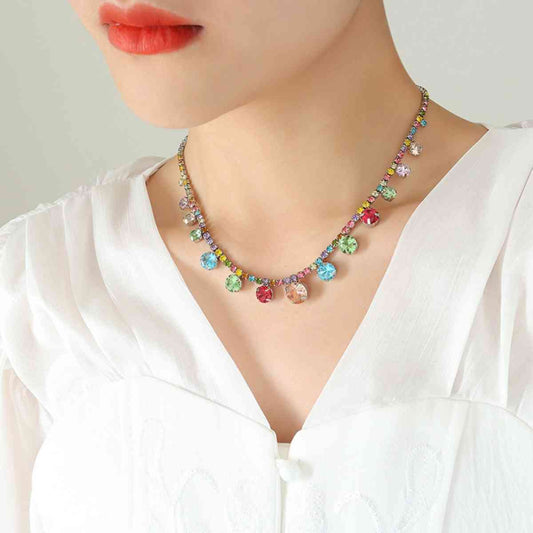 Colorful Crystal Copper Chain Necklace