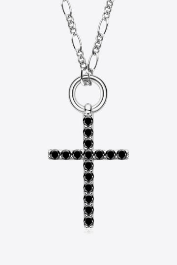 Moissanite Cross Pendant Platinum-Plated Necklace - Shop women apparel, Jewelry, bath & beauty products online - Arwen's Boutique