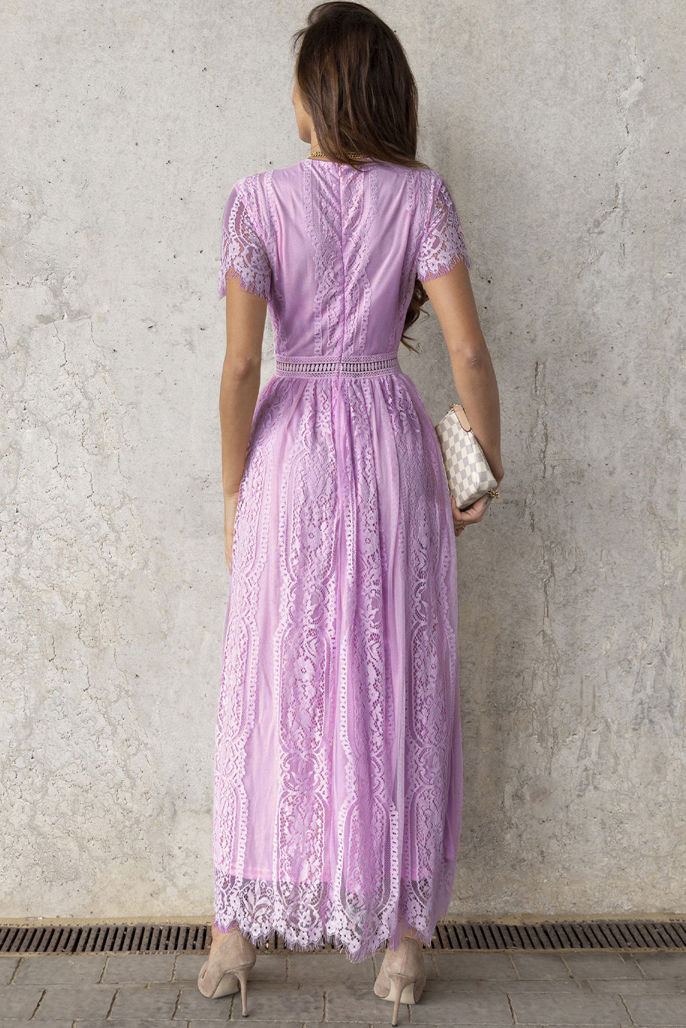 Scalloped Trim Lace Plunge Dress - Shop women apparel, Jewelry, bath & beauty products online - Arwen's Boutique