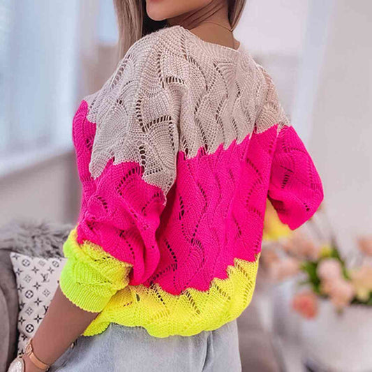 color block pullover sweater