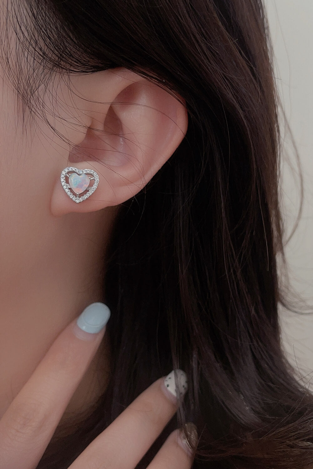 925 Sterling Silver Opal Heart Stud Earrings - Shop women apparel, Jewelry, bath & beauty products online - Arwen's Boutique