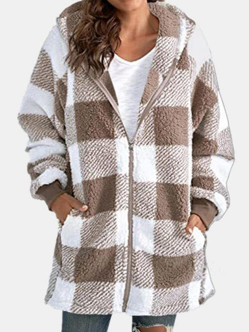 plaid hoodie jacket