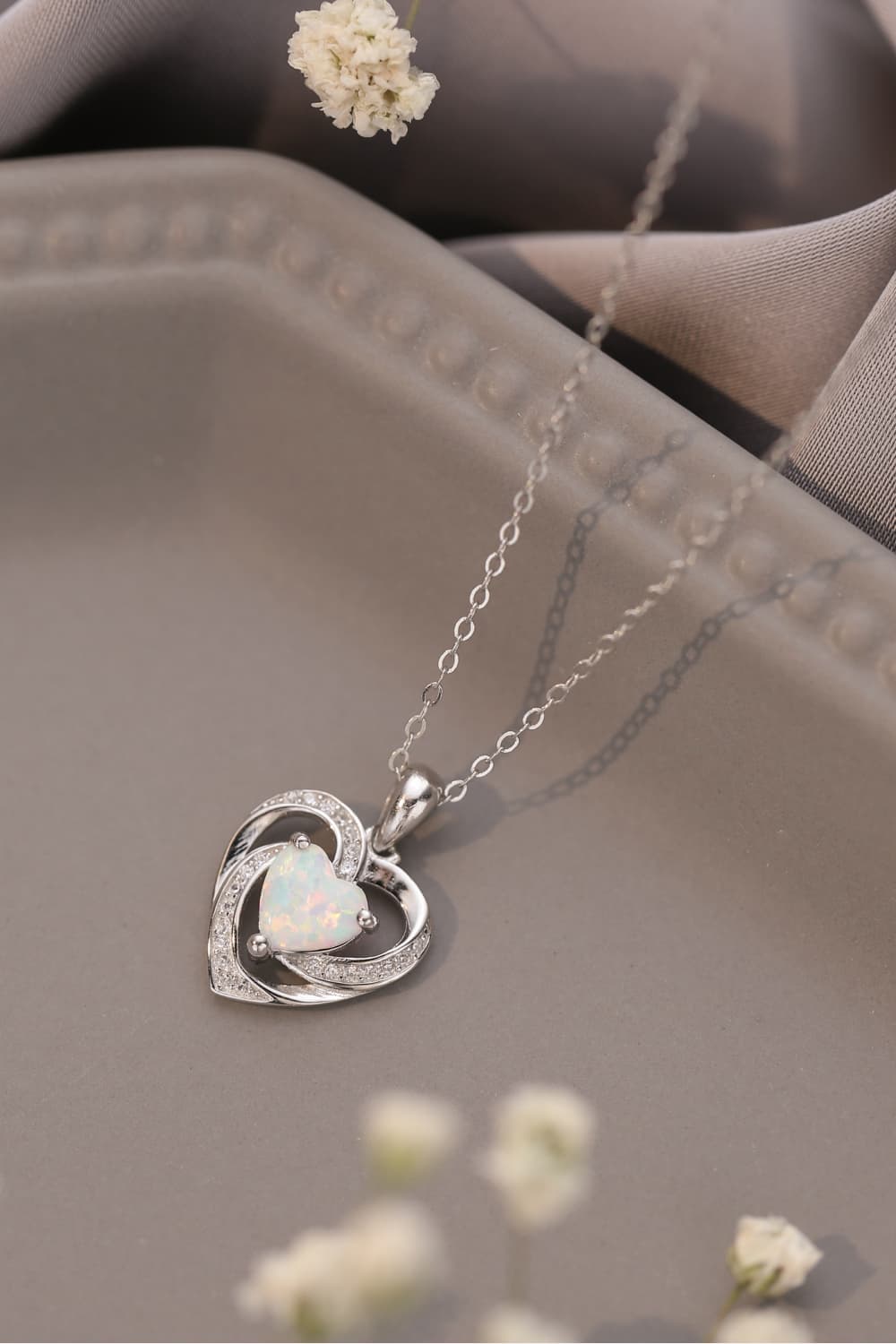 Opal Heart Pendant Necklace - Shop women apparel, Jewelry, bath & beauty products online - Arwen's Boutique