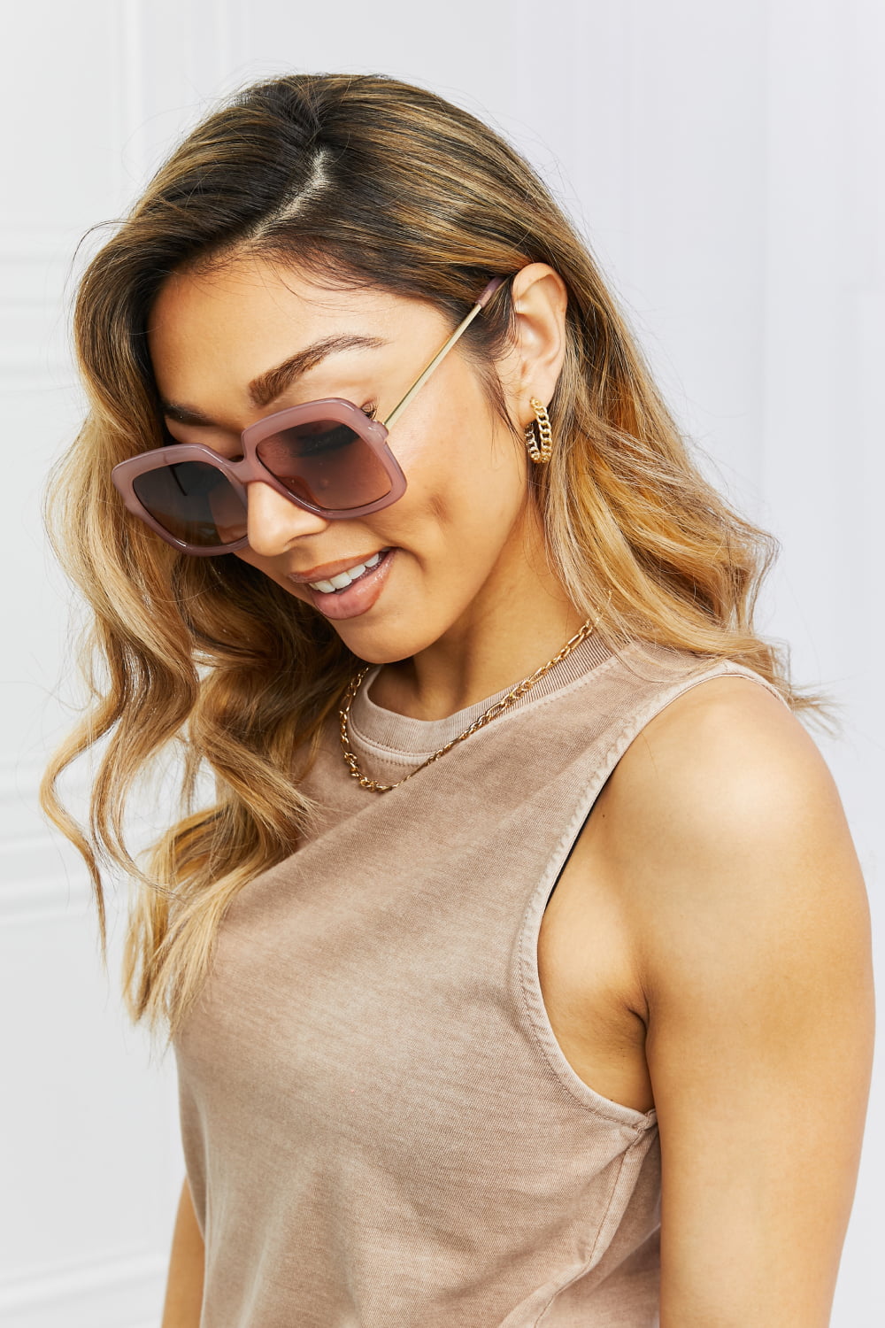 Square Metal-Plastic Hybrid Temple Sunglasses - Shop women apparel, Jewelry, bath & beauty products online - Arwen's Boutique