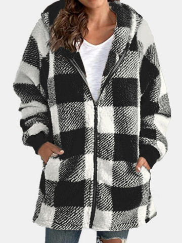 plaid hoodie jacket