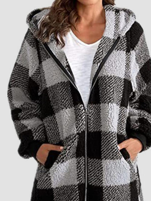 plaid hoodie jacket