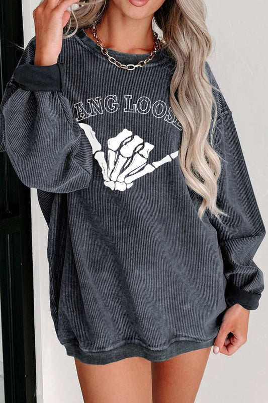 Skeleton Hang Loose Sweatshirt For Womens
