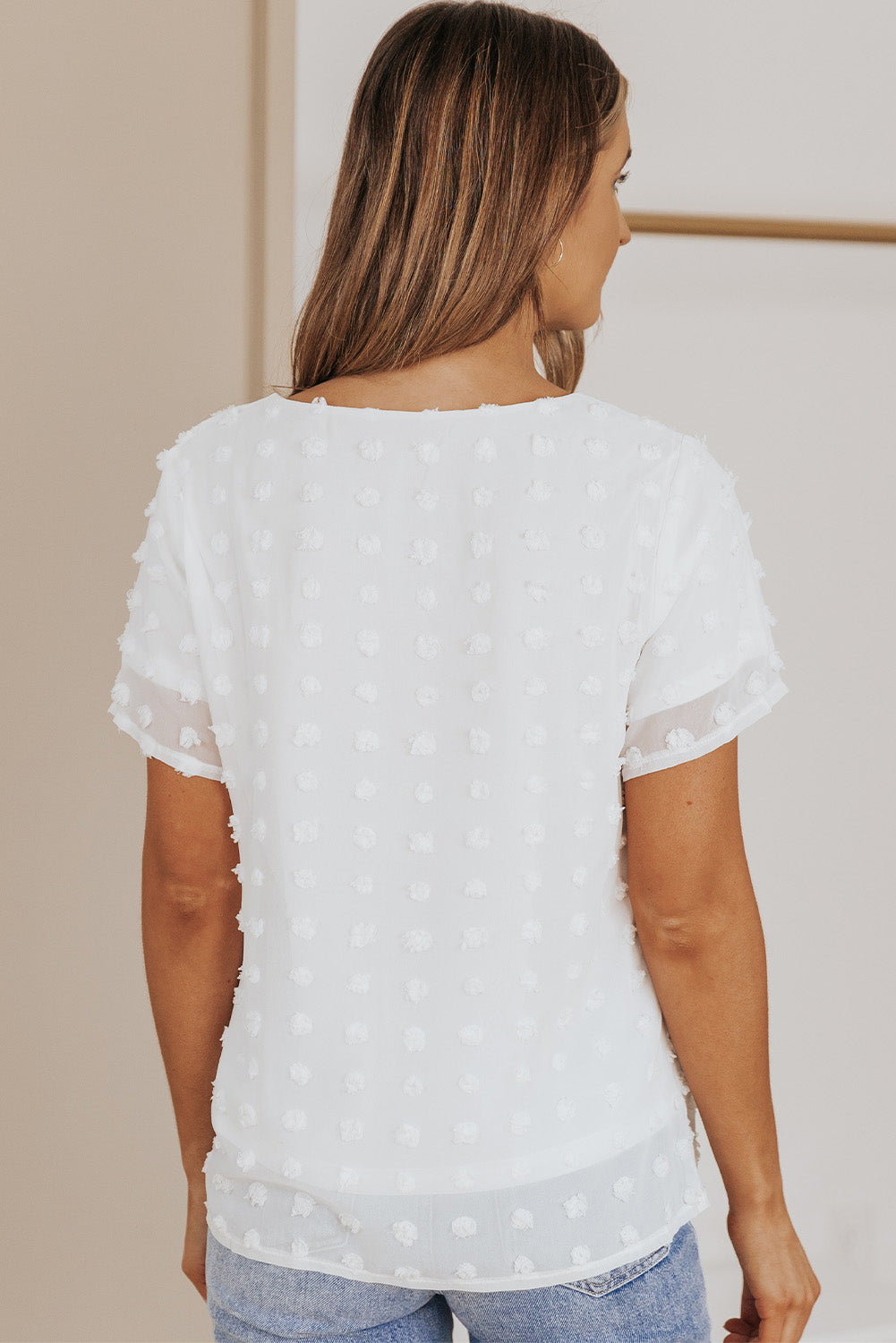 Swiss Dot Round Neck Blouse - Shop women apparel, Jewelry, bath & beauty products online - Arwen's Boutique