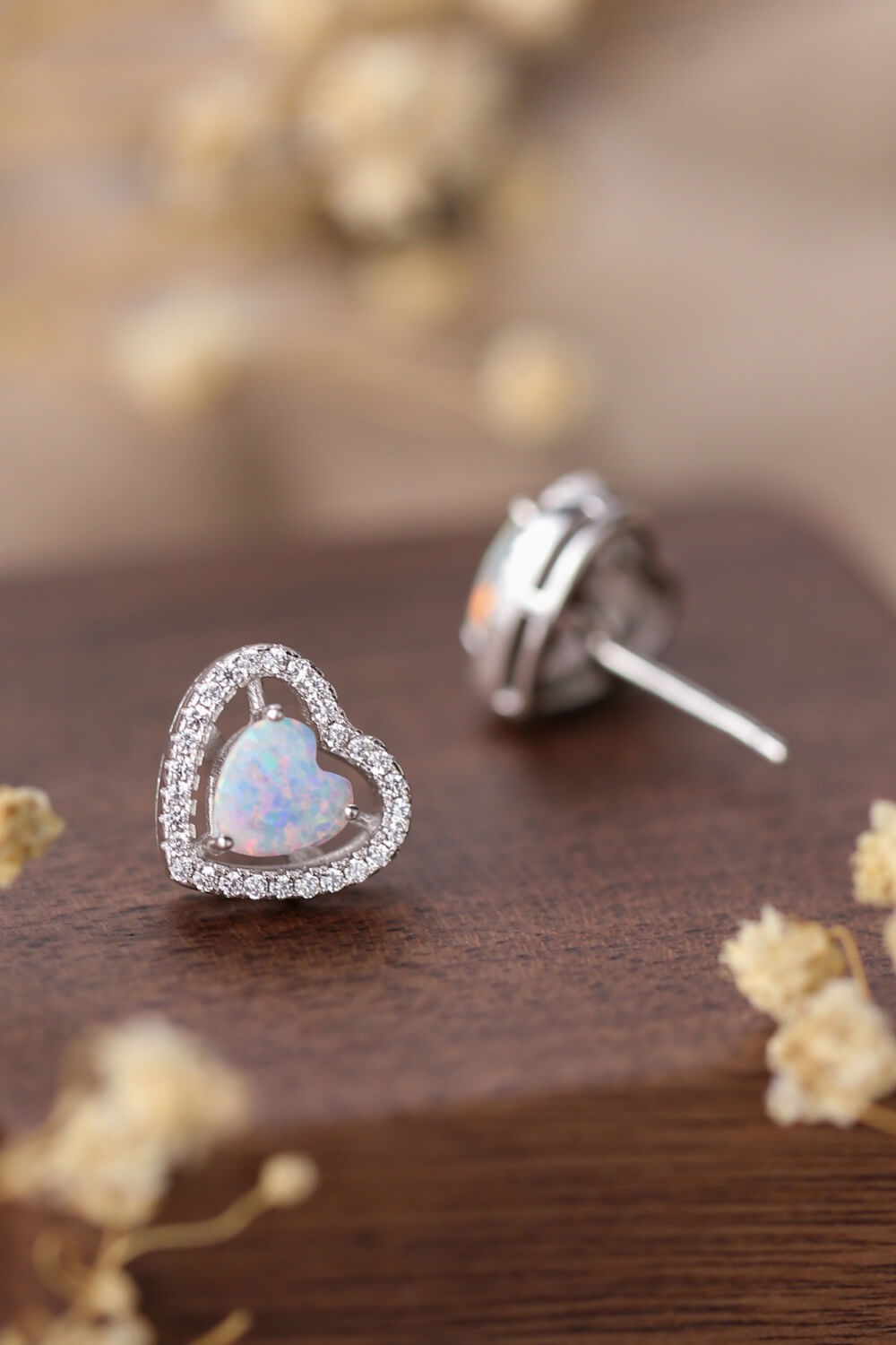 925 Sterling Silver Opal Heart Stud Earrings - Shop women apparel, Jewelry, bath & beauty products online - Arwen's Boutique