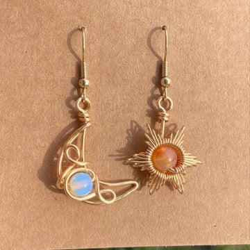 Beaded Sun & Moon Earrings