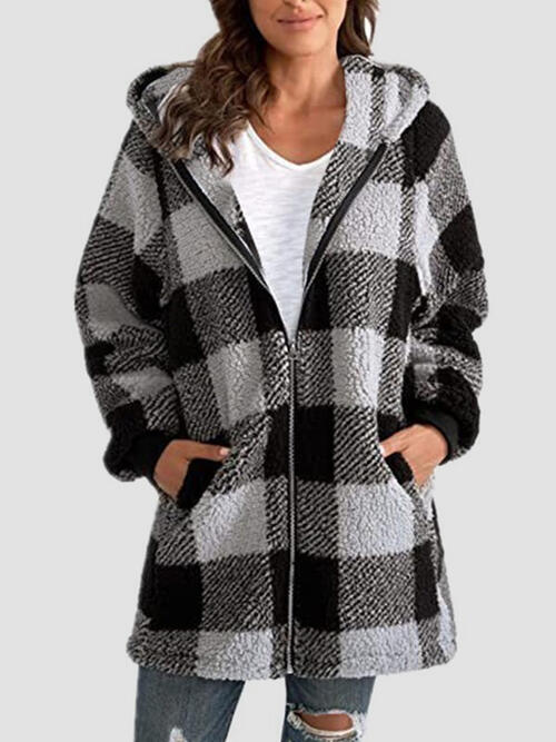 plaid hoodie jacket