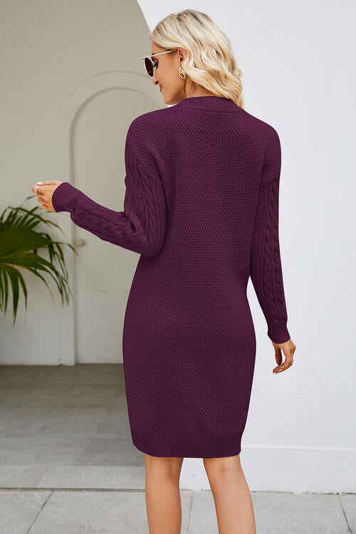 v neck sweater dress