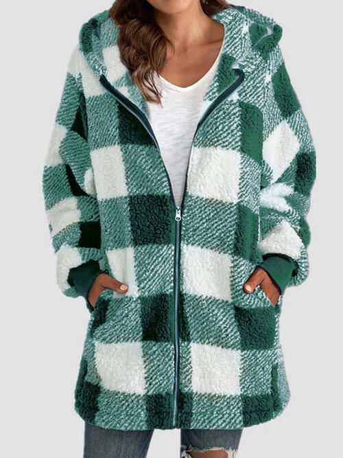 plaid hoodie jacket