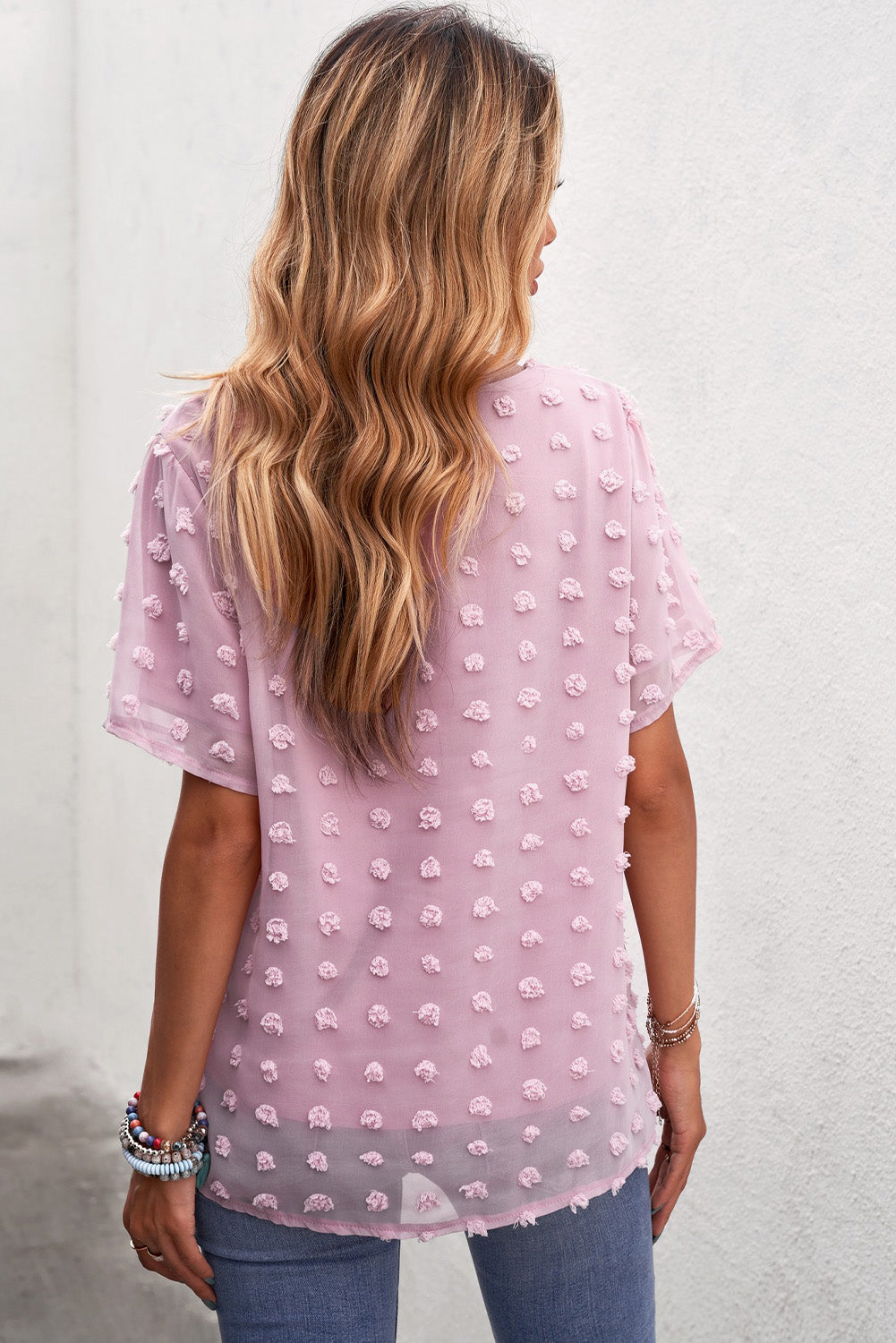 Swiss Dot Round Neck Blouse - Shop women apparel, Jewelry, bath & beauty products online - Arwen's Boutique