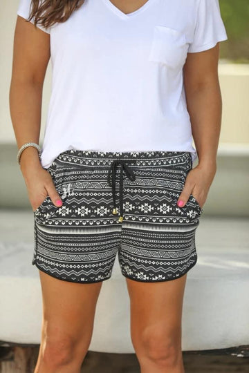 Maya Aztec Drawstring Everyday Shorts - Shop women apparel, Jewelry, bath & beauty products online - Arwen's Boutique