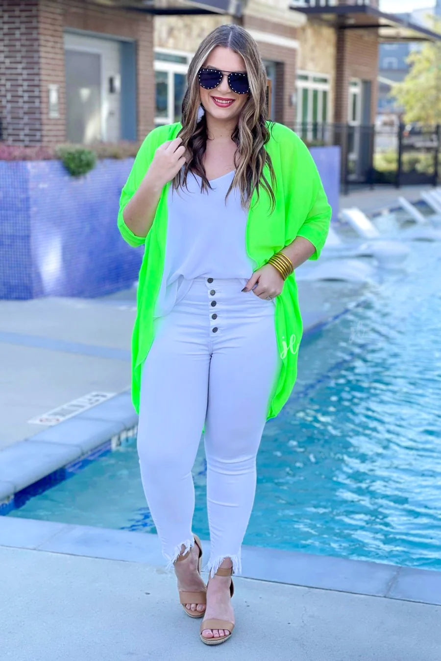 Sunny and 75 Neon Kimono- Neon Green - Shop women apparel, Jewelry, bath & beauty products online - Arwen's Boutique