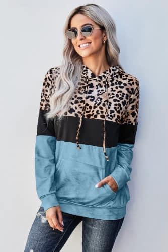 Leopard Kangaroo Pocket Hoodie - Shop women apparel, Jewelry, bath & beauty products online - Arwen's Boutique