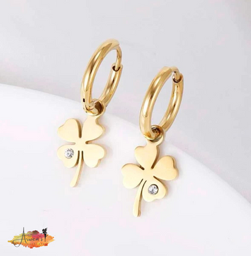 CZ Gold Shamrock Hoops - Shop women apparel, Jewelry, bath & beauty products online - Arwen's Boutique