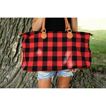 Buffalo Plaid Weekender Bag - Shop women apparel, Jewelry, bath & beauty products online - Arwen's Boutique