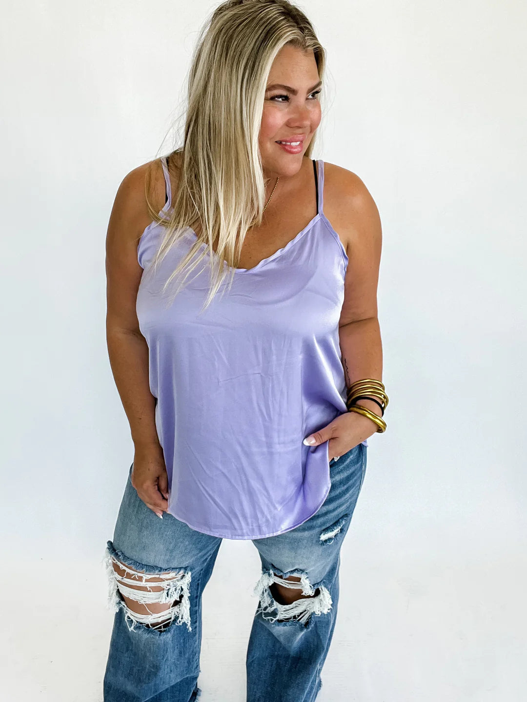 Everyday Satin Tank- 5 COLORS- Ivory, Lilac, Hot Pink, Green, Black - Shop women apparel, Jewelry, bath & beauty products online - Arwen's Boutique