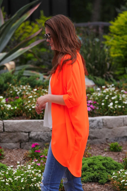 Sunny and 75 Neon Kimono- Neon Orange - Shop women apparel, Jewelry, bath & beauty products online - Arwen's Boutique