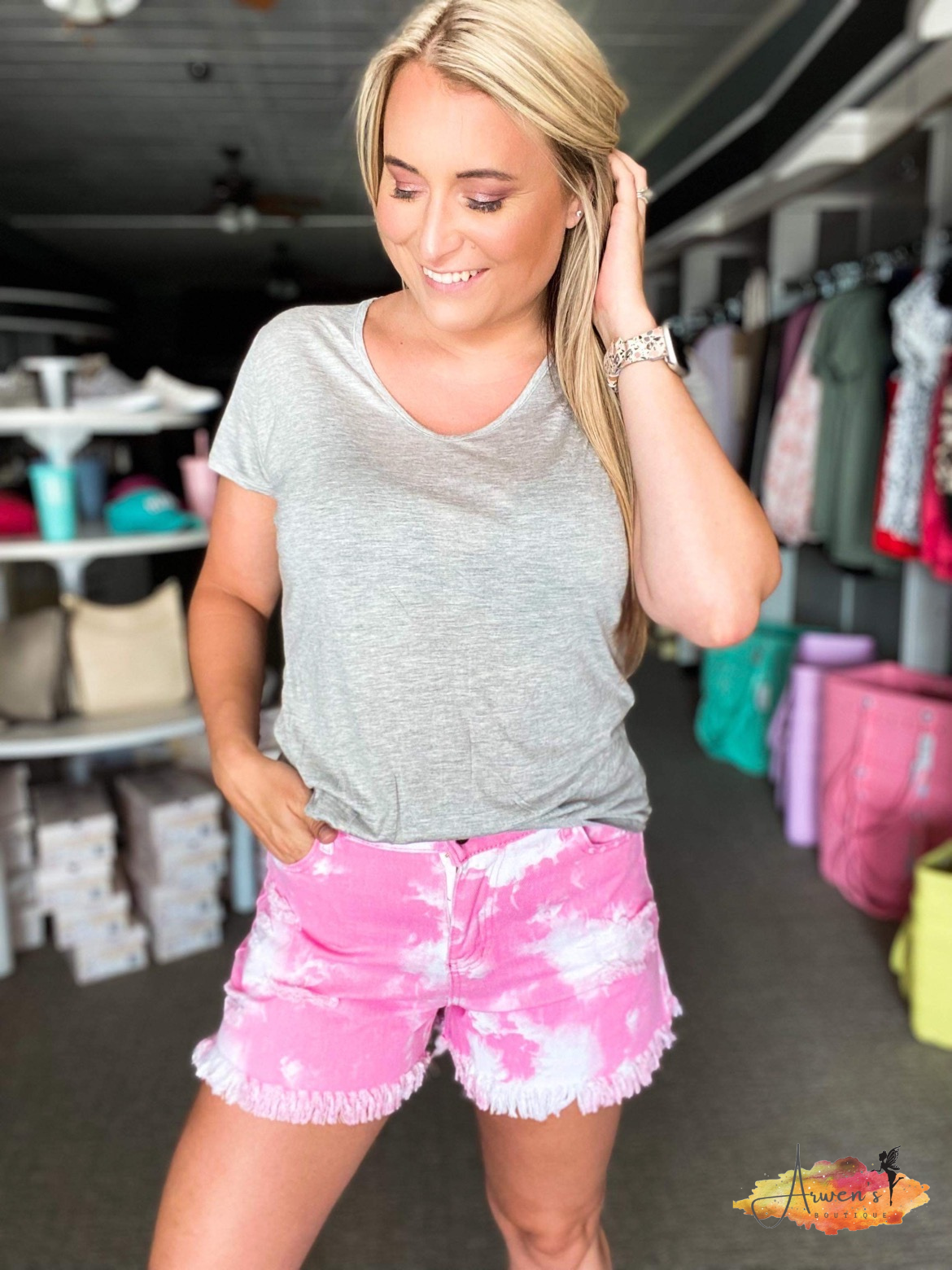 Tie Dye Shorts- Pink, Blue, Orange - Shop women apparel, Jewelry, bath & beauty products online - Arwen's Boutique