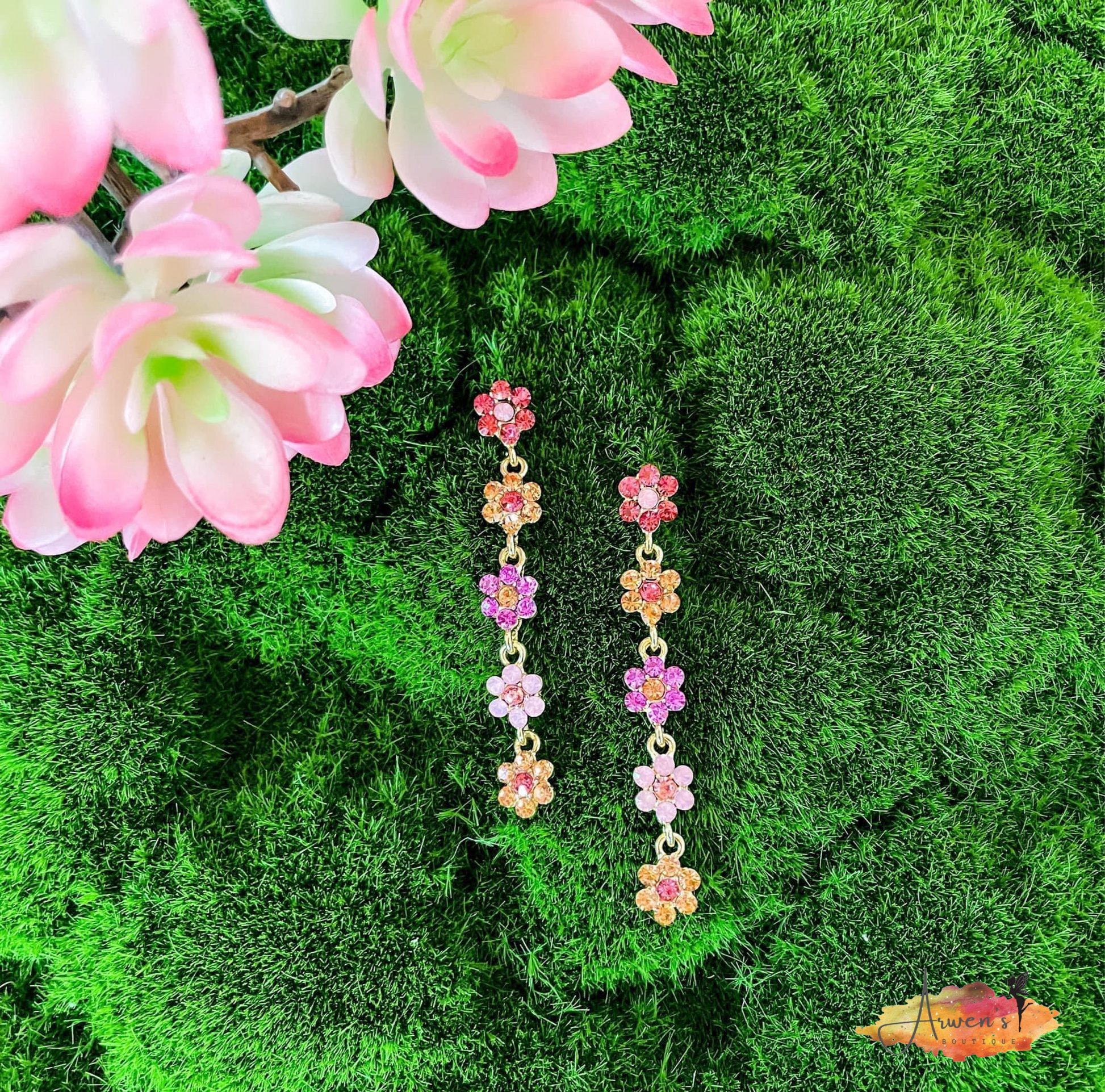 Rhinestone Flower Earrings - Shop women apparel, Jewelry, bath & beauty products online - Arwen's Boutique