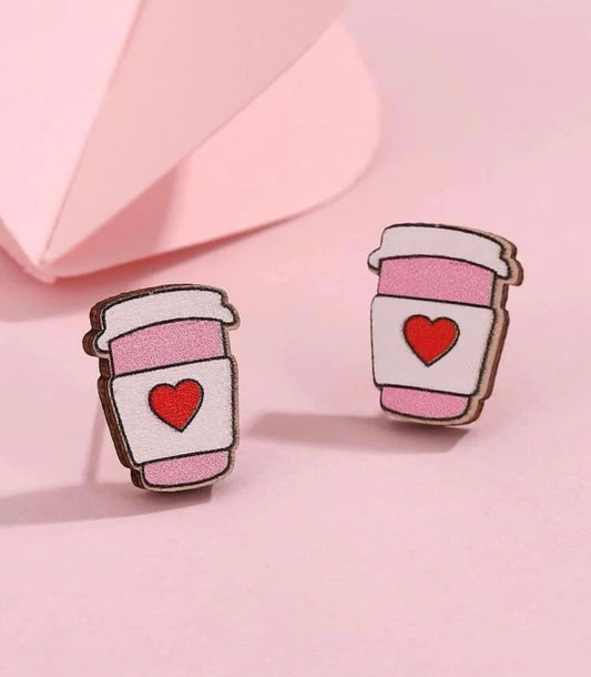 Wood Heart Cup Studs - Shop women apparel, Jewelry, bath & beauty products online - Arwen's Boutique